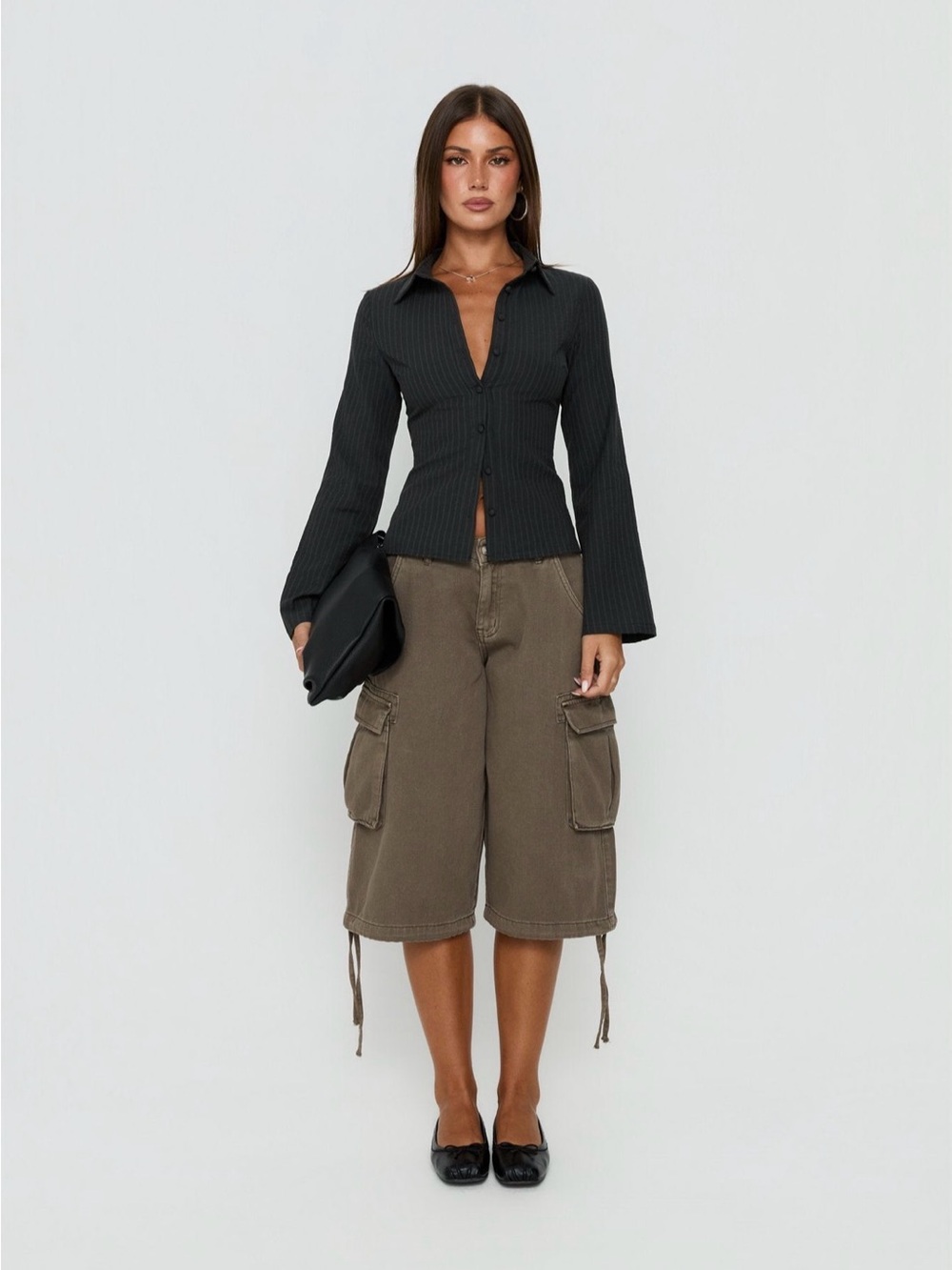 Princess Polly Black Striped Button-Down Top